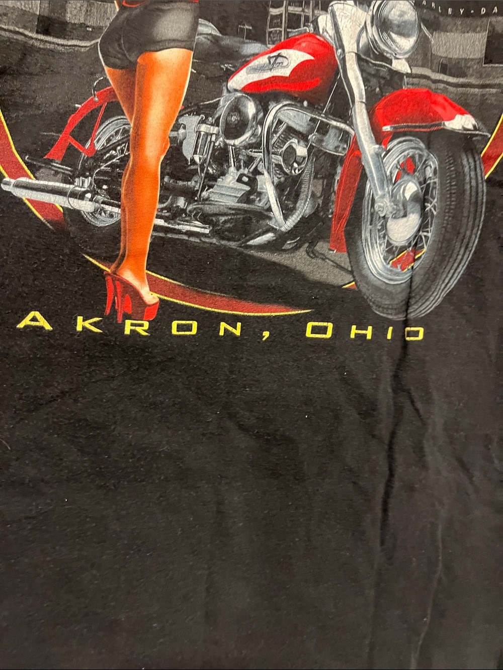 Harley-Davidson Black Tee with Orange & White Skull Wings Graphic - Picture 9 of 9